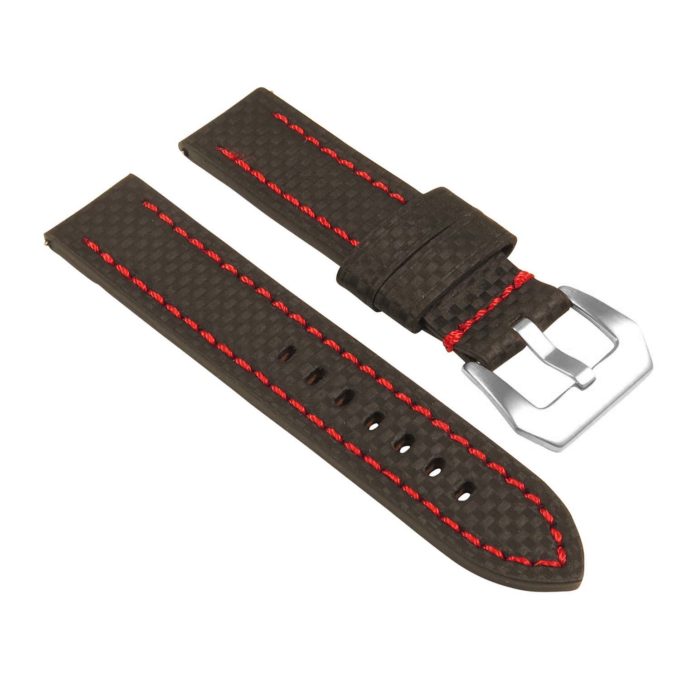 St25.1.6 Angle Black & Red Heavy Duty Carbon Fiber Watch Strap