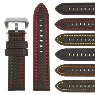 St25.1.6 Gallery Black & Red Heavy Duty Carbon Fiber Watch Strap