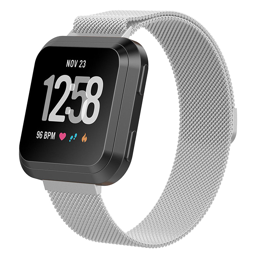 Silver Milanese Mesh Watch Band Strap For Fitbit Versa