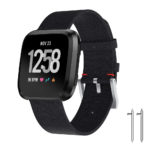 Fb.c3.1 Front Black StrapsCo Canvas Watch Band Strap For Fitbit Versa