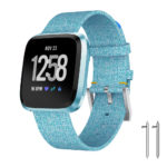 Fb.c3.5 Front Blue StrapsCo Canvas Watch Band Strap For Fitbit Versa