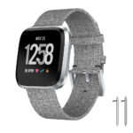 Fb.c3.7 Front Grey StrapsCo Canvas Watch Band Strap For Fitbit Versa