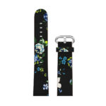 Fb.l14.1.5 Up Black & Blue Peonies StrapsCo Leather Watch Band Strap With Peonies Floral Pattern For Fitbit Versa