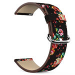 Fb.l14.1.6 Alt Black & Red Peonies StrapsCo Leather Watch Band Strap With Peonies Floral Pattern For Fitbit Versa