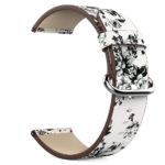 Fb.l14.22 Alt White Peonies StrapsCo Leather Watch Band Strap With Peonies Floral Pattern For Fitbit Versa