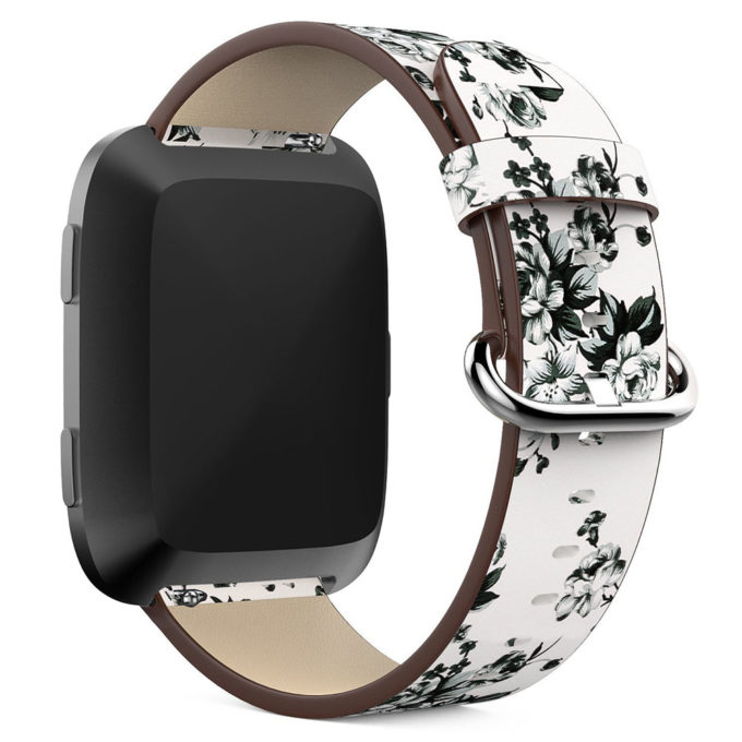 Fb.l14.22 Main White Peonies StrapsCo Leather Watch Band Strap With Peonies Floral Pattern For Fitbit Versa