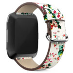 Fb.l14.22.6 Main White & Red Peonies StrapsCo Leather Watch Band Strap With Peonies Floral Pattern For Fitbit Versa