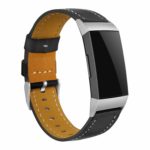 Fb.l6.1 Front Black StrapsCo Leather Watch Band Strap With Contour Stitching For Fitbit Charge 3