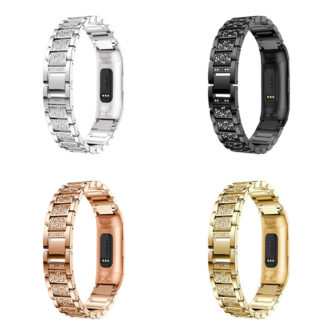 Fb.m71 All Colors StrapsCo Block Link Alloy Watch Bracelet Band Strap With Rhinestones For Fitbit Charge 3