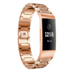 Fb.m71.rg Front Rose Gold StrapsCo Block Link Alloy Watch Bracelet Band Strap With Rhinestones For Fitbit Charge 3