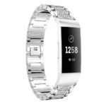 Fb.m71.ss Front Silver StrapsCo Block Link Alloy Watch Bracelet Band Strap With Rhinestones For Fitbit Charge 3
