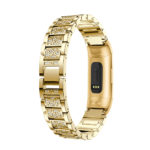 Fb.m71.yg Back Yellow Gold StrapsCo Block Link Alloy Watch Bracelet Band Strap With Rhinestones For Fitbit Charge 3