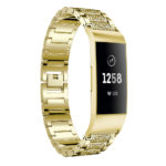 Fb.m71.yg Front Yellow Gold StrapsCo Block Link Alloy Watch Bracelet Band Strap With Rhinestones For Fitbit Charge 3