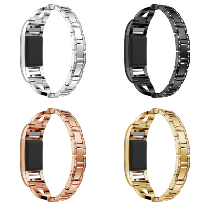 Fb.m76 All Colors StrapsCo Alloy Watch Bracelet Band Strap With Rhinestones For Fitbit Charge 2