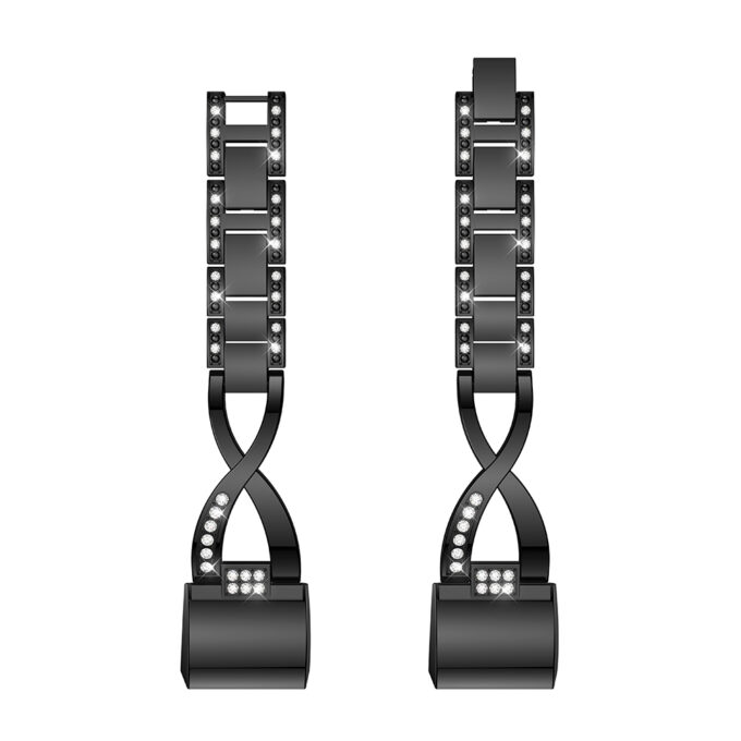 Fb.m76.mb Up Black StrapsCo Alloy Watch Bracelet Band Strap With Rhinestones For Fitbit Charge 2