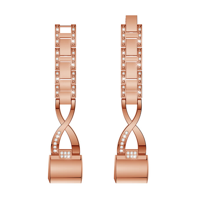 Fb.m76.rg Up Rose Gold StrapsCo Alloy Watch Bracelet Band Strap With Rhinestones For Fitbit Charge 2
