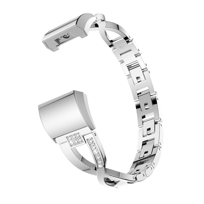 Fb.m76.ss Angle Silver StrapsCo Alloy Watch Bracelet Band Strap With Rhinestones For Fitbit Charge 2