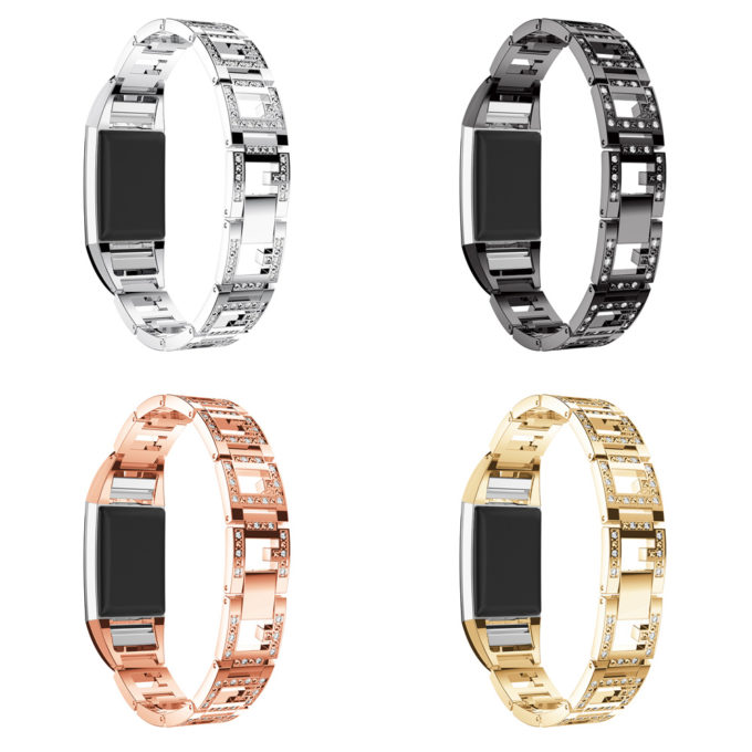 Fb.m77 All Colors StrapsCo Alloy Watch Bracelet Band Strap With Rhinestones For Fitbit Charge 2