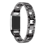 Fb.m77.mb Back Black StrapsCo Alloy Watch Bracelet Band Strap With Rhinestones For Fitbit Charge 2