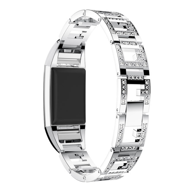 Fb.m77.ss Back Silver StrapsCo Alloy Watch Bracelet Band Strap With Rhinestones For Fitbit Charge 2