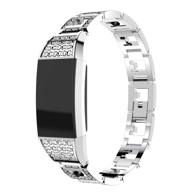 Fb.m77.ss Front Silver StrapsCo Alloy Watch Bracelet Band Strap With Rhinestones For Fitbit Charge 2