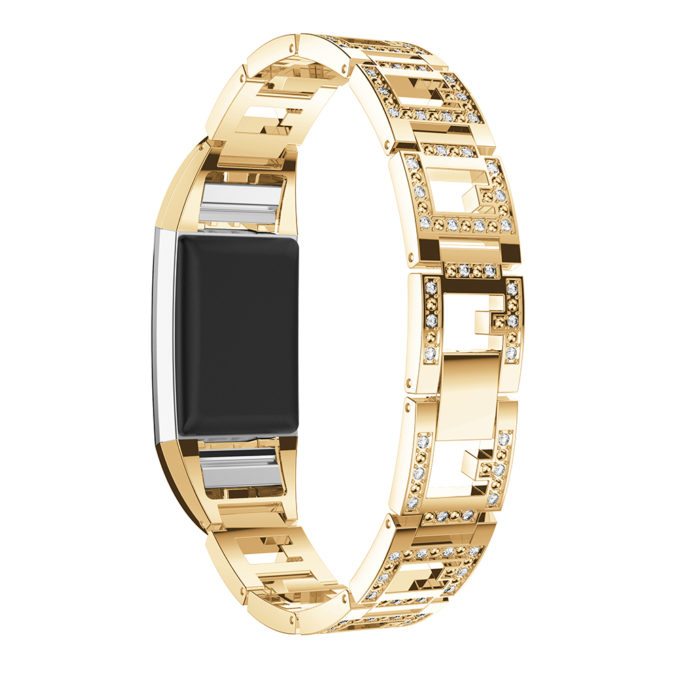Fb.m77.yg Back Yellow Gold StrapsCo Alloy Watch Bracelet Band Strap With Rhinestones For Fitbit Charge 2