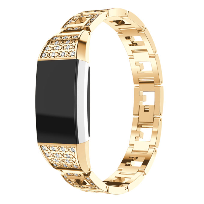 Fb.m77.yg Front Yellow Gold StrapsCo Alloy Watch Bracelet Band Strap With Rhinestones For Fitbit Charge 2