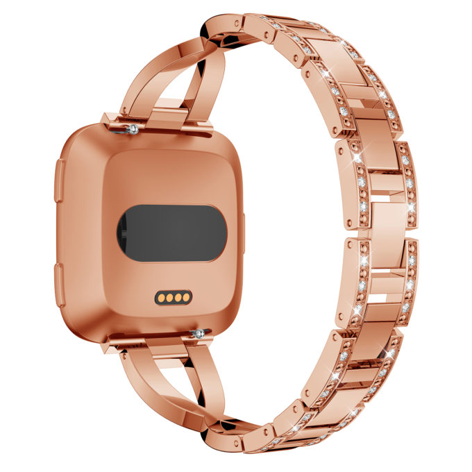 Fb.m79.rg Main Rose Gold StrapsCo Alloy Watch Bracelet Band Strap With Rhinestones For Fitbit Versa
