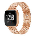 Fb.m83.rg Front Rose Gold StrapsCo Octagon Alloy Watch Bracelet Band Strap For Fitbit Versa