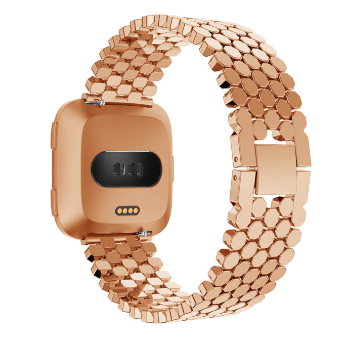 Fb.m83.rg Main Rose Gold StrapsCo Octagon Alloy Watch Bracelet Band Strap For Fitbit Versa
