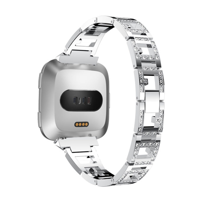 Fb.m84.ss Main Silver StrapsCo Alloy Watch Bracelet Band Strap With Rhinestones For Fitbit Versa
