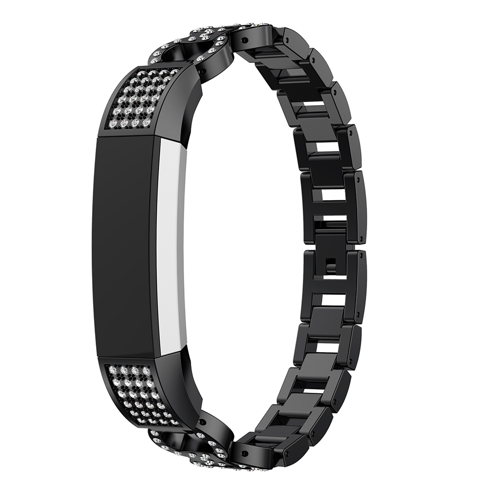 Fb.m89.mb Front Black StrapsCo Alloy Watch Bracelet Band Strap With Rhinestones For Fitbit Alta & Alta HR