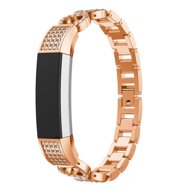 Fb.m89.rg Front Rose Gold StrapsCo Alloy Watch Bracelet Band Strap With Rhinestones For Fitbit Alta & Alta HR