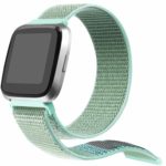 Fb.ny4.11.7 Angle Olive Green & Grey StrapsCo Woven Nylon Watch Band Strap For Fitbit Versa