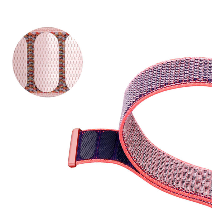 Fb.ny4.13a.7 Alt Neon Pink & Grey StrapsCo Woven Nylon Watch Band Strap For Fitbit Versa