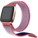 Fb.ny4.13a.7 Angle Neon Pink & Grey StrapsCo Woven Nylon Watch Band Strap For Fitbit Versa
