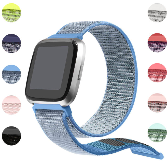 Fb.ny4.5 Gallery Blue StrapsCo Woven Nylon Watch Band Strap For Fitbit Versa