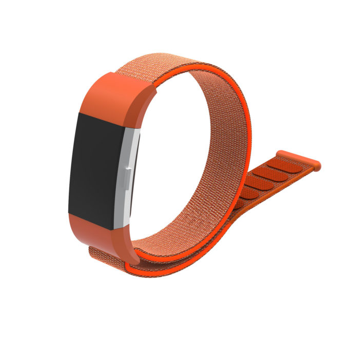 Fb.ny6.12 Front Orange StrapsCo Woven Nylon Watch Band Strap For Fitbit Charge 2
