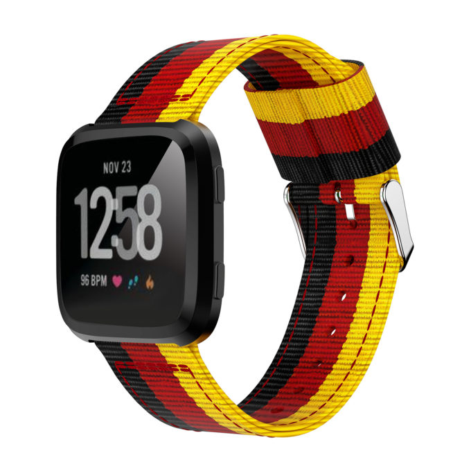 Fb.ny7.1.6.10 Main Black Red Yellow StrapsCo Multicolor Striped Nylon Watch Band Strap For Fitbit Versa