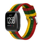 Fb.ny7.10.11.6 Main Yellow Green Red StrapsCo Multicolor Striped Nylon Watch Band Strap For Fitbit Versa