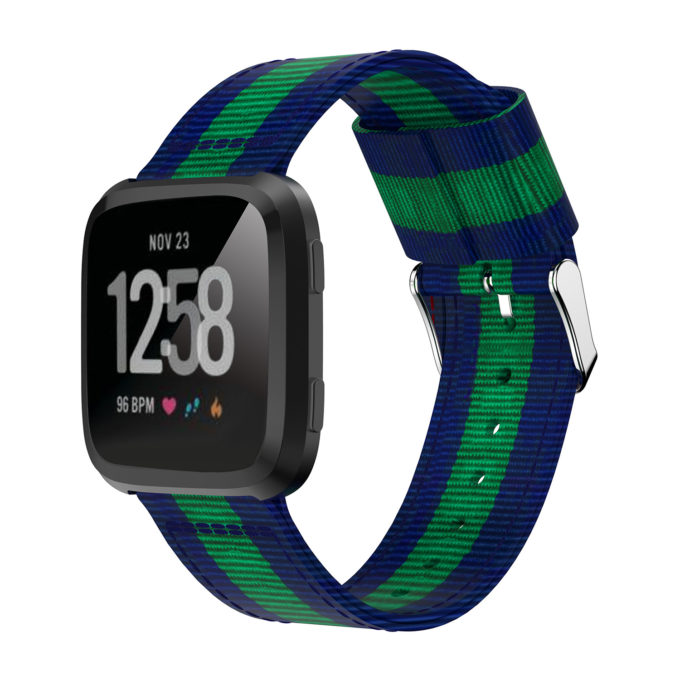 Fb.ny7.5.11 Main Blue Green StrapsCo Multicolor Striped Nylon Watch Band Strap For Fitbit Versa