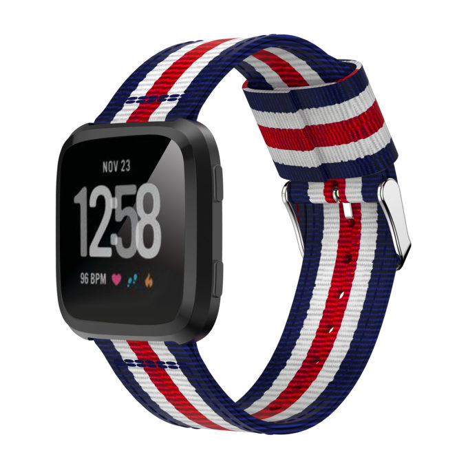 Fb.ny7.6.22.5 Main Red White Blue StrapsCo Multicolor Striped Nylon Watch Band Strap For Fitbit Versa