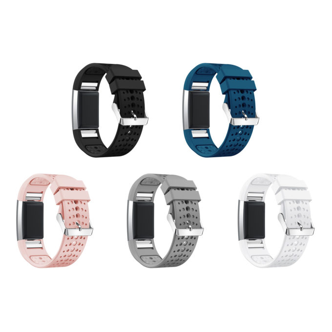 Fb.r35 All Colors StrapsCo Perforated Silicone Rubber Watch Band Strap For Fitbit Charge 2