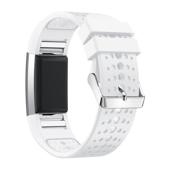 Fb.r35.22 Main White StrapsCo Perforated Silicone Rubber Watch Band Strap For Fitbit Charge 2