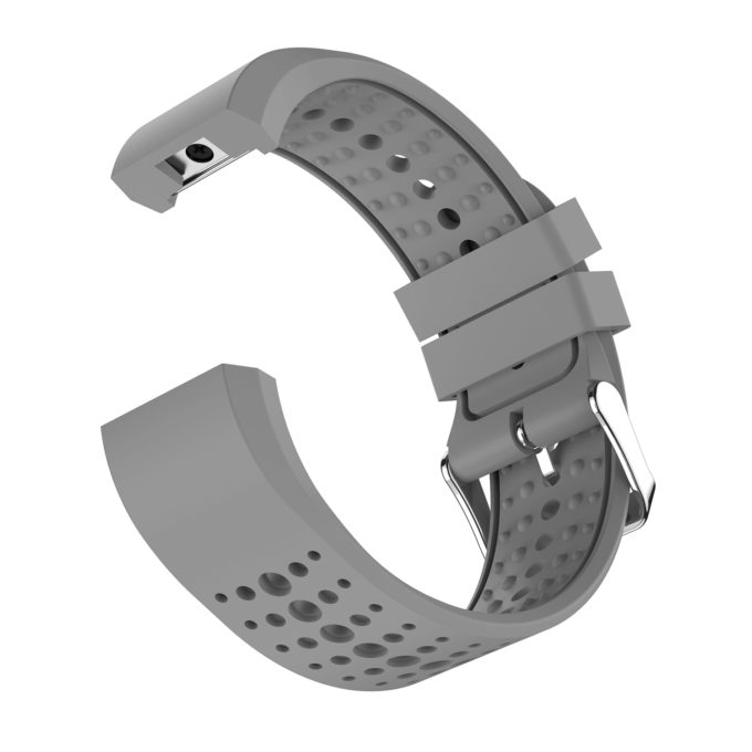 Fb.r35.7 Angle Grey StrapsCo Perforated Silicone Rubber Watch Band Strap For Fitbit Charge 2