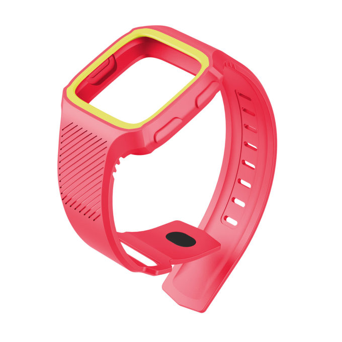 Fb.r36.13.10 Angle Rose & Yellow StrapsCo Silicone Rubber Watch Band Strap With Case Protector For Fitbit Versa