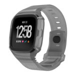 Fb.r36.7.1 Main Grey & Black StrapsCo Silicone Rubber Watch Band Strap With Case Protector For Fitbit Versa
