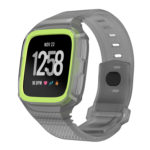 Fb.r36.7.11 Main Grey & Green StrapsCo Silicone Rubber Watch Band Strap With Case Protector For Fitbit Versa