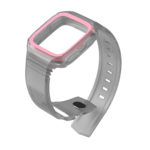 Fb.r36.7.13 Angle Grey & Pink StrapsCo Silicone Rubber Watch Band Strap With Case Protector For Fitbit Versa