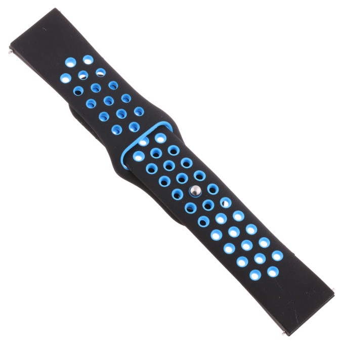 Fb.r37.1.5 Angle Black & Blue StrapsCo Perforated Silicone Rubber Watch Band Quick Release Strap For Fitbit Versa SmallLarge